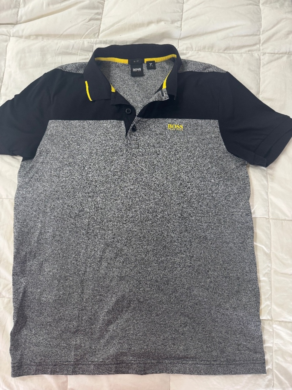 Hugo Boss, Large, Slim Fit, Grey, black and yellow